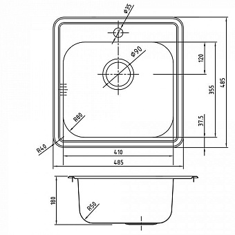 Мойка кухонная IDDIS Strit STR48P0i77K 48,5х48,5см сталь