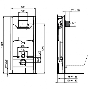 Инсталляция с унитазом IDEAL STANDARD PROSYS TESI R030501