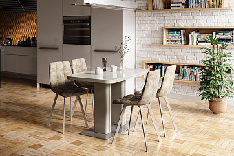 Кухонный стул AERO 45х52х87см сталь/экозамша Latte