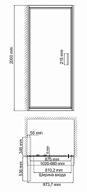 Душевая дверь WASSERKRAFT Salm 27I12 200х100см стекло прозрачное