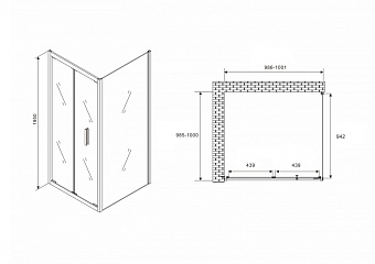 Угловое ограждение Abber Sonnenstrand AG07100-S100 195х100см стекло прозрачное