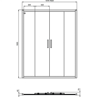 Душевая дверь IDEAL STANDARD CONNECT 2 K9282V3 195х160см стекло прозрачное