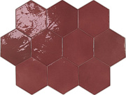 Настенная плитка WOW Zellige Hexa 122084 Wine 10,8х12,4см 0,382кв.м. глянцевая