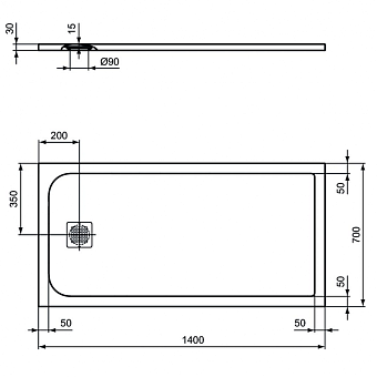 Душевой поддон IDEAL STANDARD ULTRAFLAT S K8234FR 70х140см