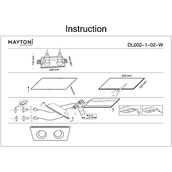 Светильник точечный встраиваемый Maytoni Gyps Modern DL002-1-02-W 35Вт GU10