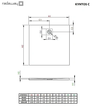 Душевой поддон RADAWAY Kyntos HKC9090-04 90х90см